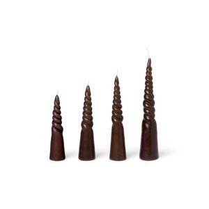 Ferm Living Twisted Candles Set of 4 H: 25 cm - Brown OUTLET