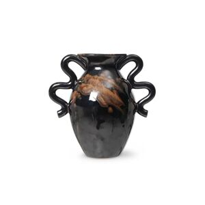 Ferm Living Verso Table Vase H: 27 cm - Black with Brown Splash