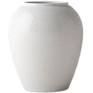 Lyngby  Porcelæn Lyngby Rhombe Vase H: 16,5 cm - Hvid