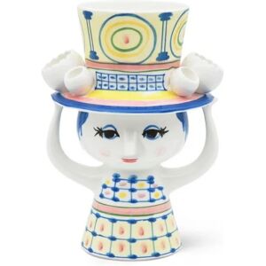 Bjørn Wiinblad Lady with Hat Vase H: 20,5 cm - Blå