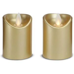 Satana Led Stearinlys - 2 Stk. - 7 Cm - M/3d Flamme - (Flere Farver) (Farve: Guld)