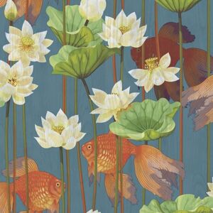 DUTCH WALLCOVERINGS tapet fisk/blomster blå