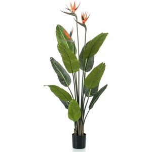 Emerald kunstig paradisfugl-plante i potte med blomster 120 cm