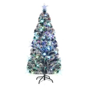 vidaXL kunstigt juletræ med fod og LED-lys 180 cm fiberoptisk