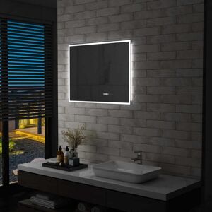 vidaXL badeværelsesspejl LED m. touch og tidsdisplay 80x60 cm