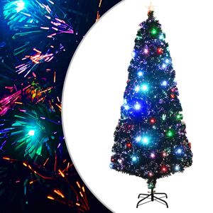 vidaXL kunstigt juletræ med fod og LED-lys 210 cm fiberoptisk