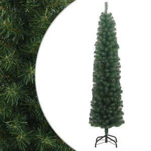 vidaXL slankt kunstigt juletræ med fod 180 cm PVC grøn