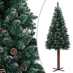vidaXL slankt juletræ med ægte træ og hvid sne 150 cm grøn