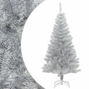 vidaXL kunstigt juletræ med fod 150 cm PET sølvfarvet