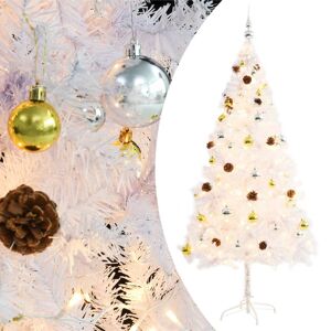 vidaXL kunstigt juletræ med kugler og LED-lys 180 cm hvid
