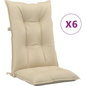 vidaXL stolehynder m. høj ryg 6 stk. 120x50x7 cm stof beige