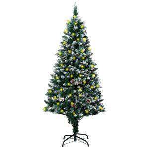 vidaXL snedrysset juletræ med LED-lys og grankogler 150 cm