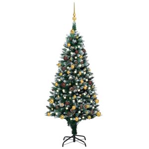 vidaXL kunstigt juletræ med LED og kuglesæt + grankogler 150 cm