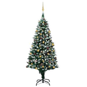 vidaXL kunstigt juletræ med LED og kuglesæt + grankogler 240 cm