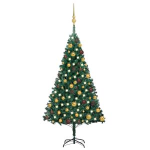 vidaXL kunstigt juletræ med LED-lys og kuglesæt 120 cm PVC grøn