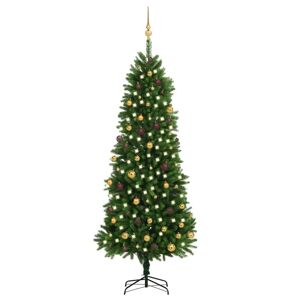 vidaXL kunstigt juletræ med LED-lys og kuglesæt 240 cm grøn