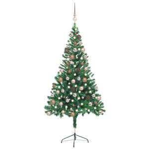 vidaXL kunstigt juletræ med LED-lys og kuglesæt 150 cm 380 grene