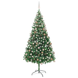 vidaXL kunstigt juletræ med LED-lys og kuglesæt 210 cm 910 grene