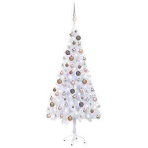 vidaXL kunstigt juletræ med LED-lys og julekuglesæt 180 cm 620 grene