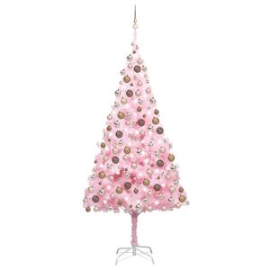 vidaXL kunstigt juletræ med LED-lys og kuglesæt 240 cm PVC lyserød