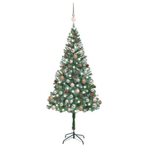 vidaXL kunstigt juletræ med LED og kuglesæt + grankogler 180 cm