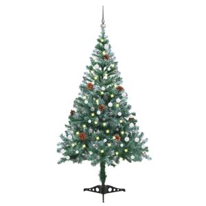 vidaXL snedrysset juletræ med LED og kuglesæt + grankogler 150 cm