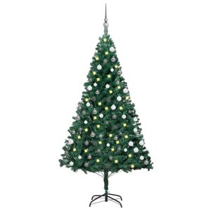 vidaXL kunstigt juletræ med LED-lys og kuglesæt 120 cm PVC grøn