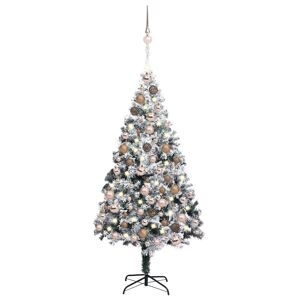 vidaXL kunstigt juletræ med LED og kuglesæt 180 cm PVC grøn