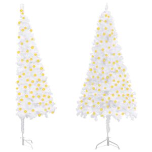 vidaXL kunstigt juletræ til hjørne med LED-lys 240 cm PVC hvid