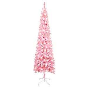 vidaXL smalt juletræ med LED 180 cm lyserød