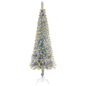 vidaXL smalt juletræ med LED-lys 120 cm sølvfarvet