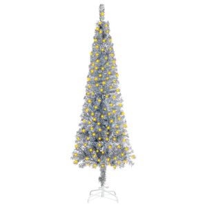 vidaXL smalt juletræ med LED-lys 150 cm sølvfarvet