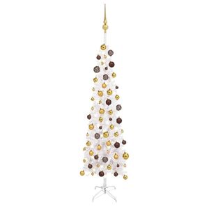 vidaXL smalt juletræ med LED og kuglesæt 150 cm hvid