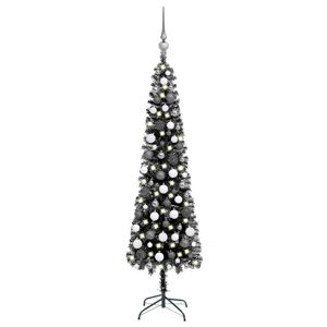 vidaXL smalt juletræ med LED og kuglesæt 240 cm sort