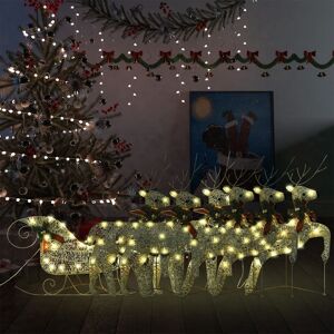 vidaXL rensdyr og kane 140 LED'er udendørs juledekoration akryl gylden