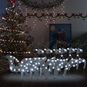 vidaXL rensdyr og kane 140 LED'er udendørs juledekoration sølvfarvet