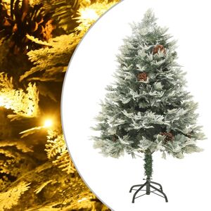 vidaXL juletræ med LED-lys og grankogler 150 cm PVC & PE grøn