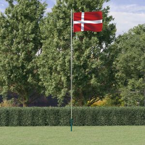 vidaXL Danmark flag og flagstang 6,23 m aluminium