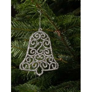 Home-tex Juletræspynt - Juleklokker med sølv glimmer måler 10x9 cm