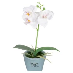 Home-tex Kunstig Orkidé - Højde 26 cm - Hvide flotte blomster - Kunstig potteplante