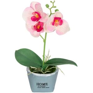 Home-tex Kunstig Orkidé - Højde 26 cm - Lyserøde flotte blomster - Kunstig potteplante