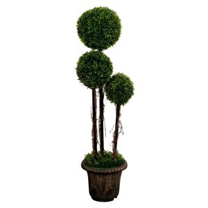 Home-tex Kunstig buksbom - Højde 120 cm - Formklippet runde og med flotte blade - Kunstig plante