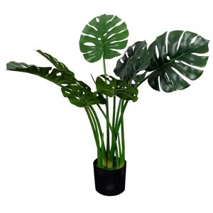 Home-tex Kunstig Fingerphilodendron Plante - Højde 80 cm - Fyldig med grønne blade - Kunstig gulvplante