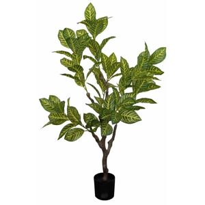Home-tex Kunstig Grøn Croton Plante - Højde 115 cm - 1 stammet med grønne blade - Kunstig gulvplante