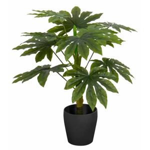 Home-tex Kunstig Stuearalie Plante - Højde 95 cm - 1 stammet med grønne blade - Kunstig gulvplante