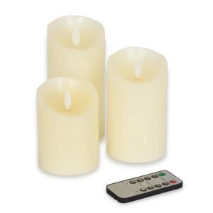 Home-tex LED bloklys  - 3 stk. i pakke - Bevægelig flammer - Flere indstillinger med fjernbetjening
