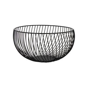 Home-tex Frugtskål - 25x13 cm - Sort rund kurv af åbent metal - Moderne og dekorativ metalkurv