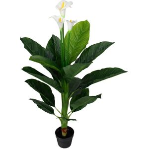 Home-tex Kunstig plante - 120 cm - Hvid Calla med 3 smukke blomster j