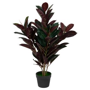 Home-tex Kunstig gummi plante 80 cm høj - Ficus elastica med rødlige blade