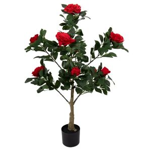 Home-tex Kunstigt rosentræ - 110 cm høj - Med røde roser og smukke detaljer